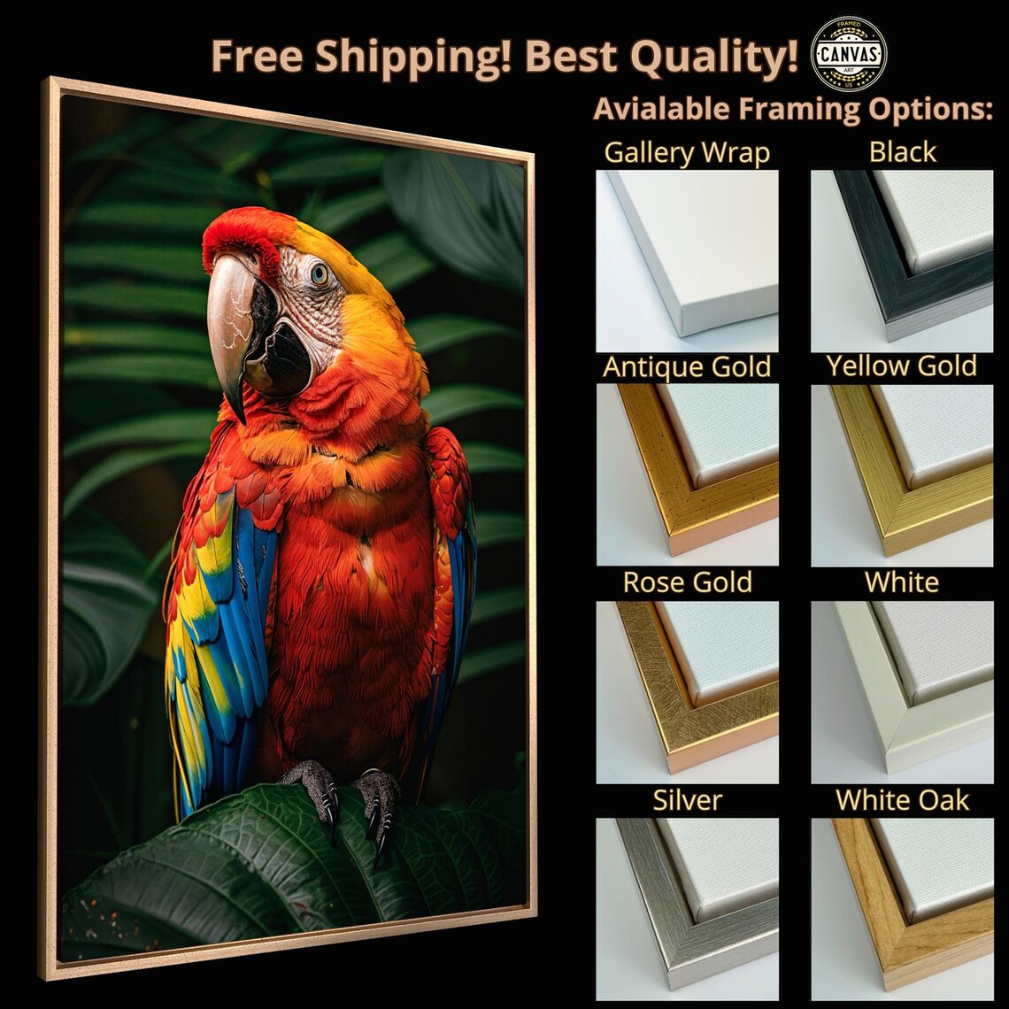Scarlet Macaw Tropical Bird of Paradise Art Print - Image 4