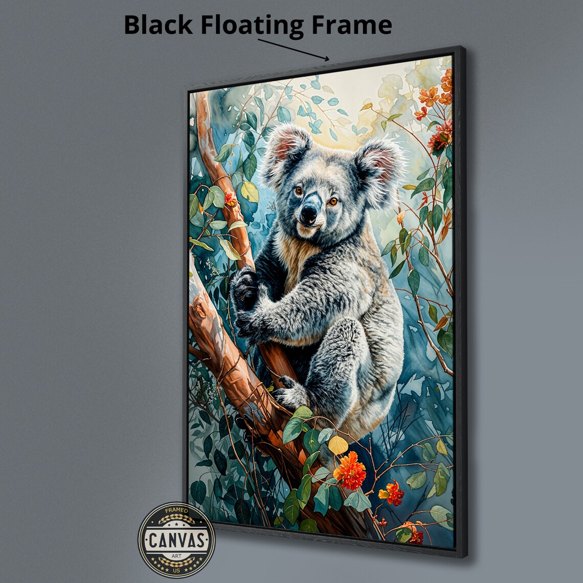 Cute Koala Climbing Eucalyptus Tree Watercolor Wildlife Art Poster - Image 3
