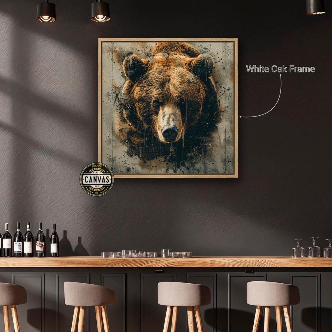 Grizzly Bear Portrait Grunge Splatter Wildlife Face Bold Animal Art Poster - Image 4