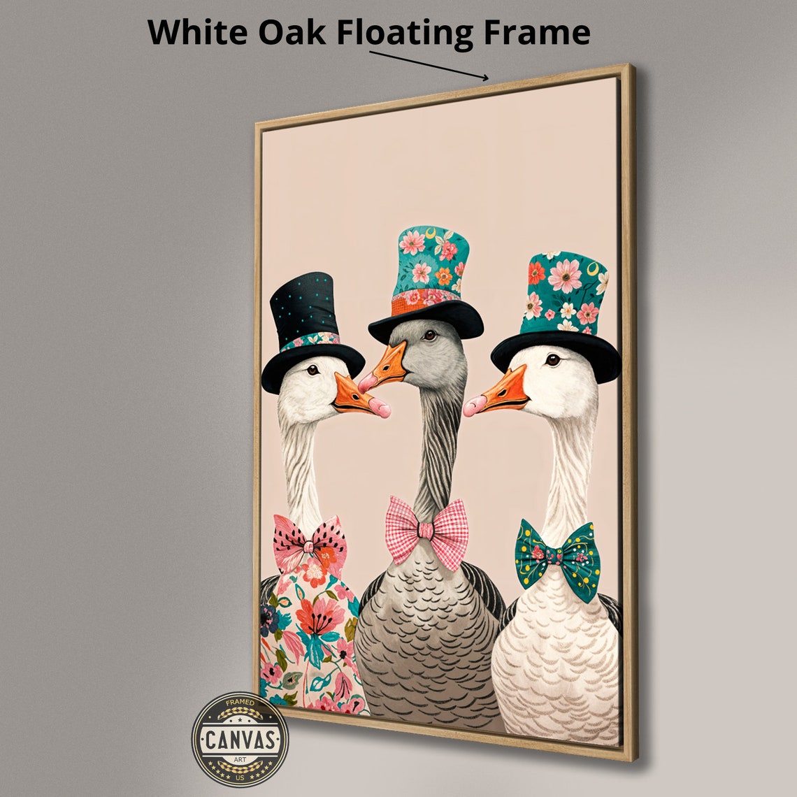 Whimsical Geese Top Hats Bow Ties Victorian Style Fun Poster - Image 2