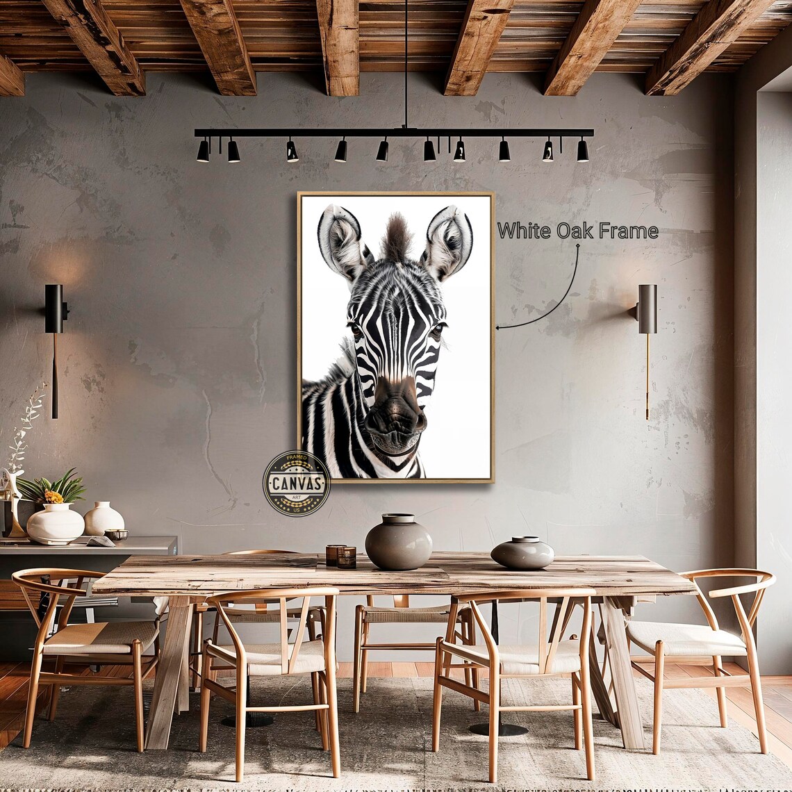 Striking Zebra Face Close Up Black And White Safari Wildlife Art Poster - Image 2