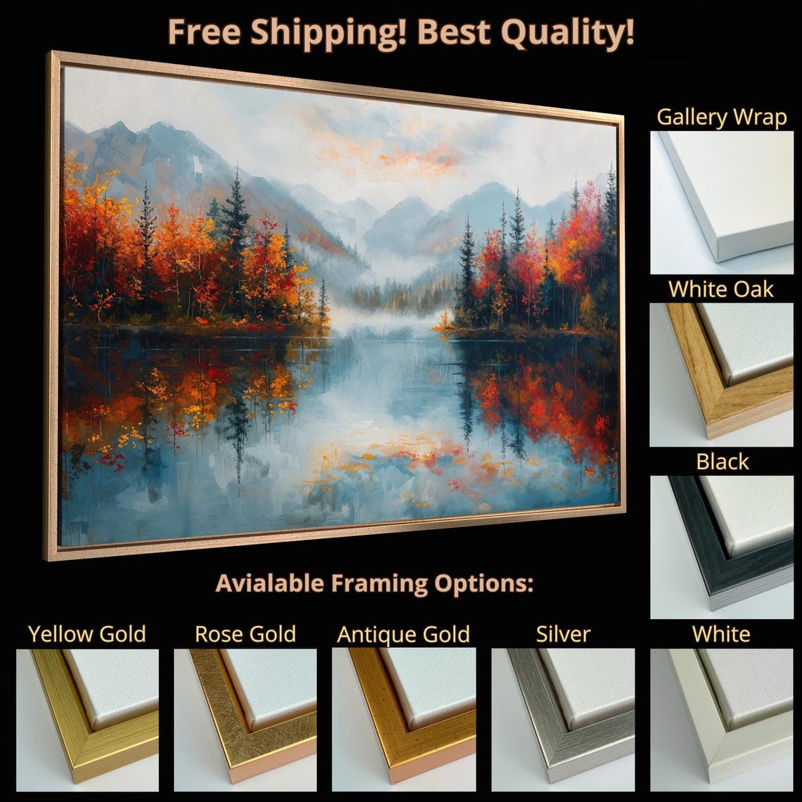 Mystical Autumn Mountain Lake Fall Foliage Reflection Poster - Image 4