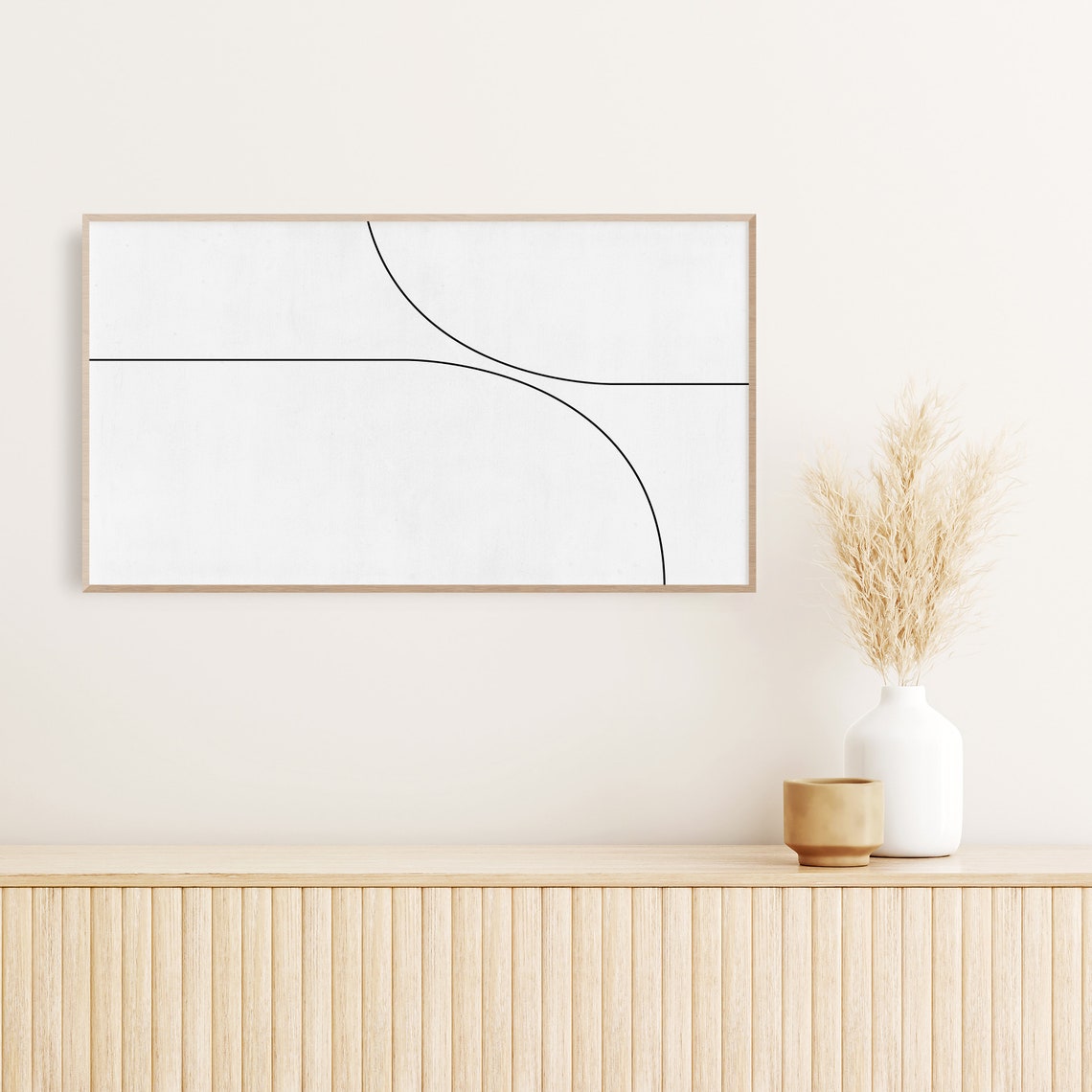 Minimalist Black Curved Lines on White Modern Abstract Line Poster - Image 2