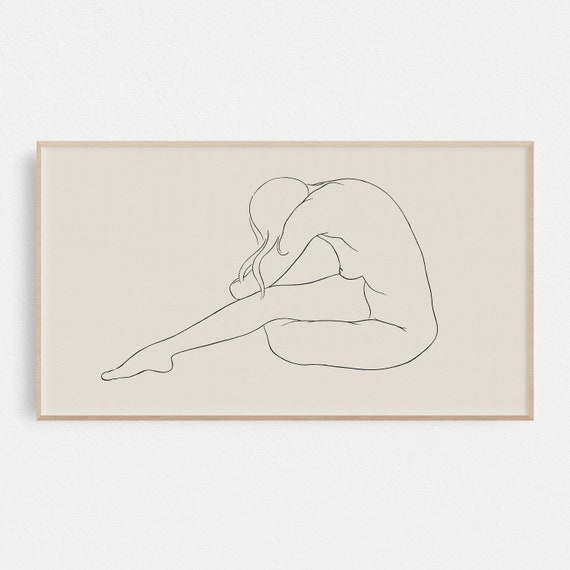 Frame Tv Art Illustration Nude Print Neutral Living Room Decor Line Drawing Art Frame Tv For Frame