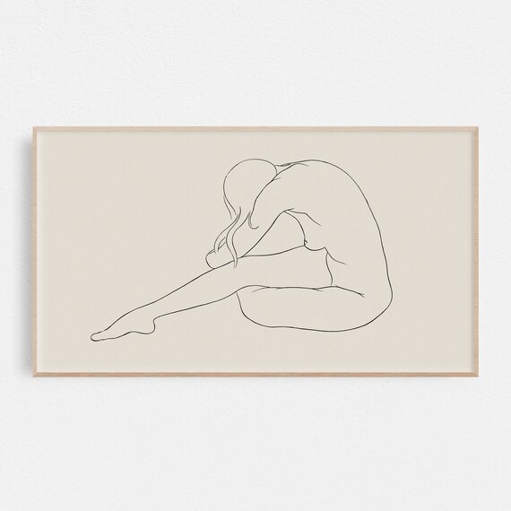 Minimalist Line Art Seated Figure Study Neutral Modern Decor Poster