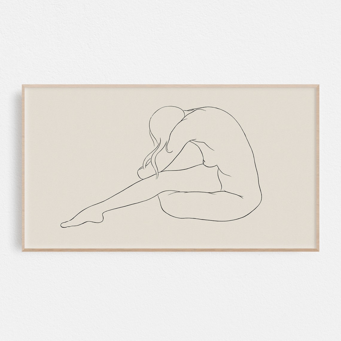 Minimalist Line Art Seated Figure Study Neutral Modern Decor Poster