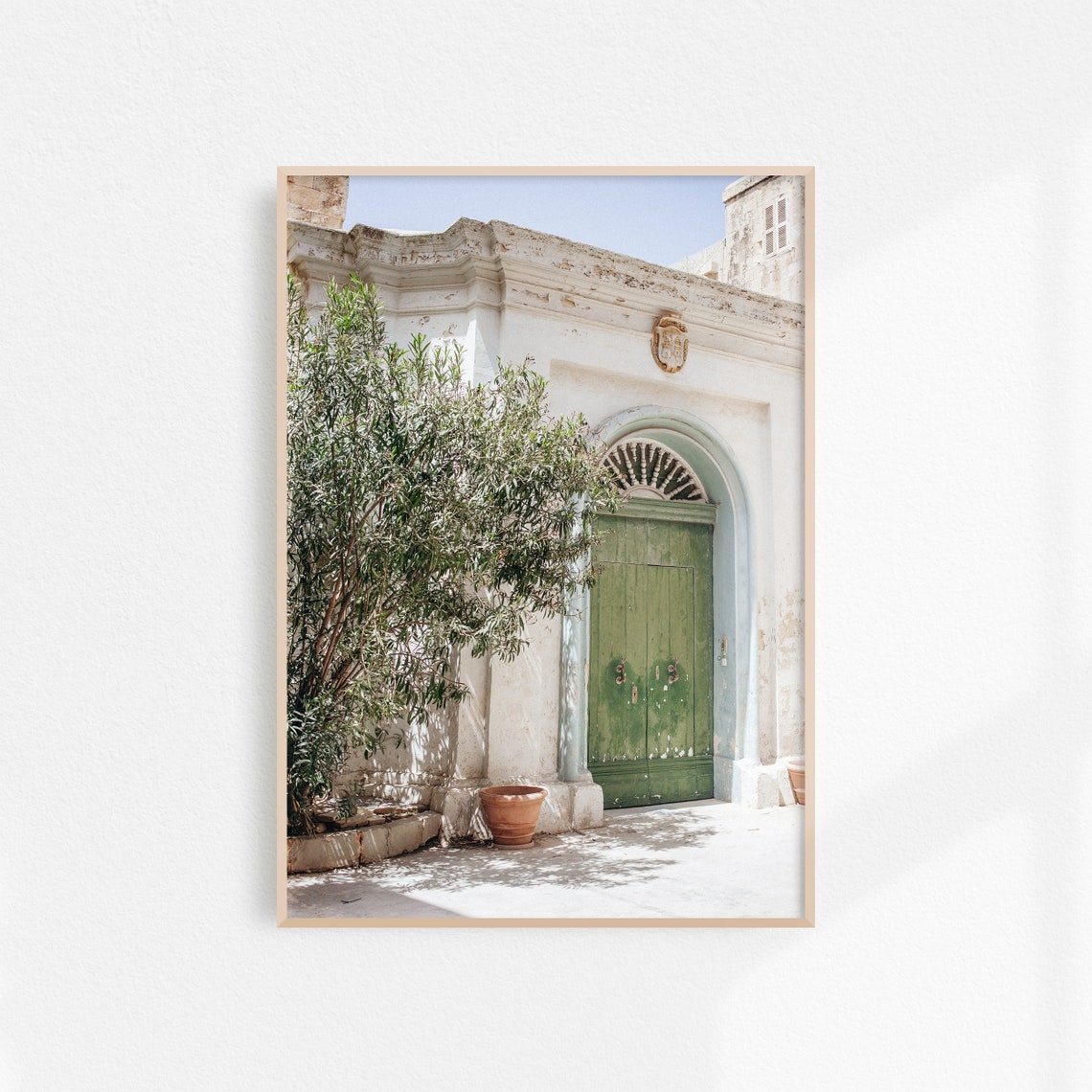 Rustic Green Door On White Building In Puglia Italy Street Poster
