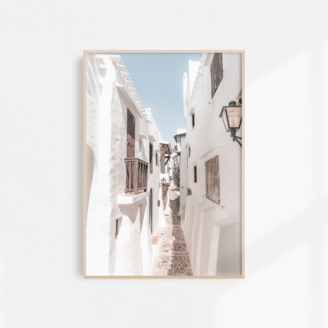 Sunlit White Alley In Mallorca Old Town Spain Travel Art Poster