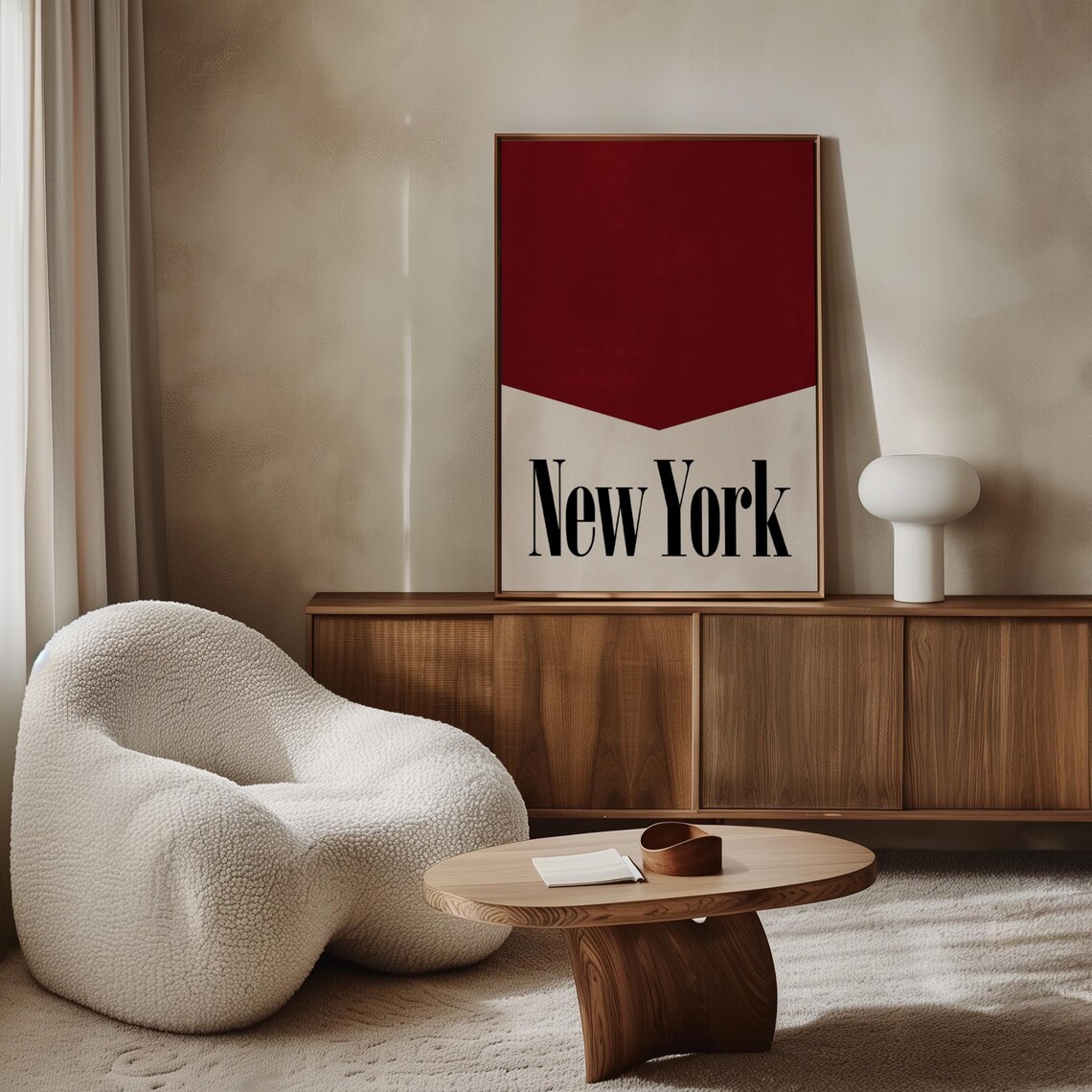 Red Retro Poster New York Wall Art Trendy Red Wall Art Aesthetic New York City Print Retro 70s Poster Burgundy Nyc Prints Dorm Room Poster - Image 5