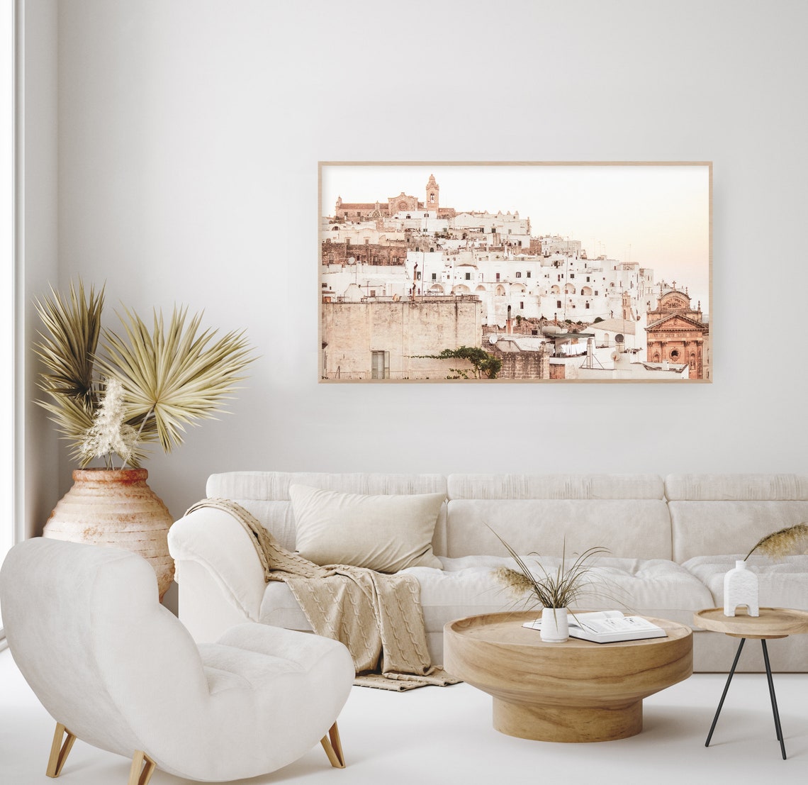 Ostuni Italy Whitewashed Old Town Cathedral Hilltop View Poster - Image 2