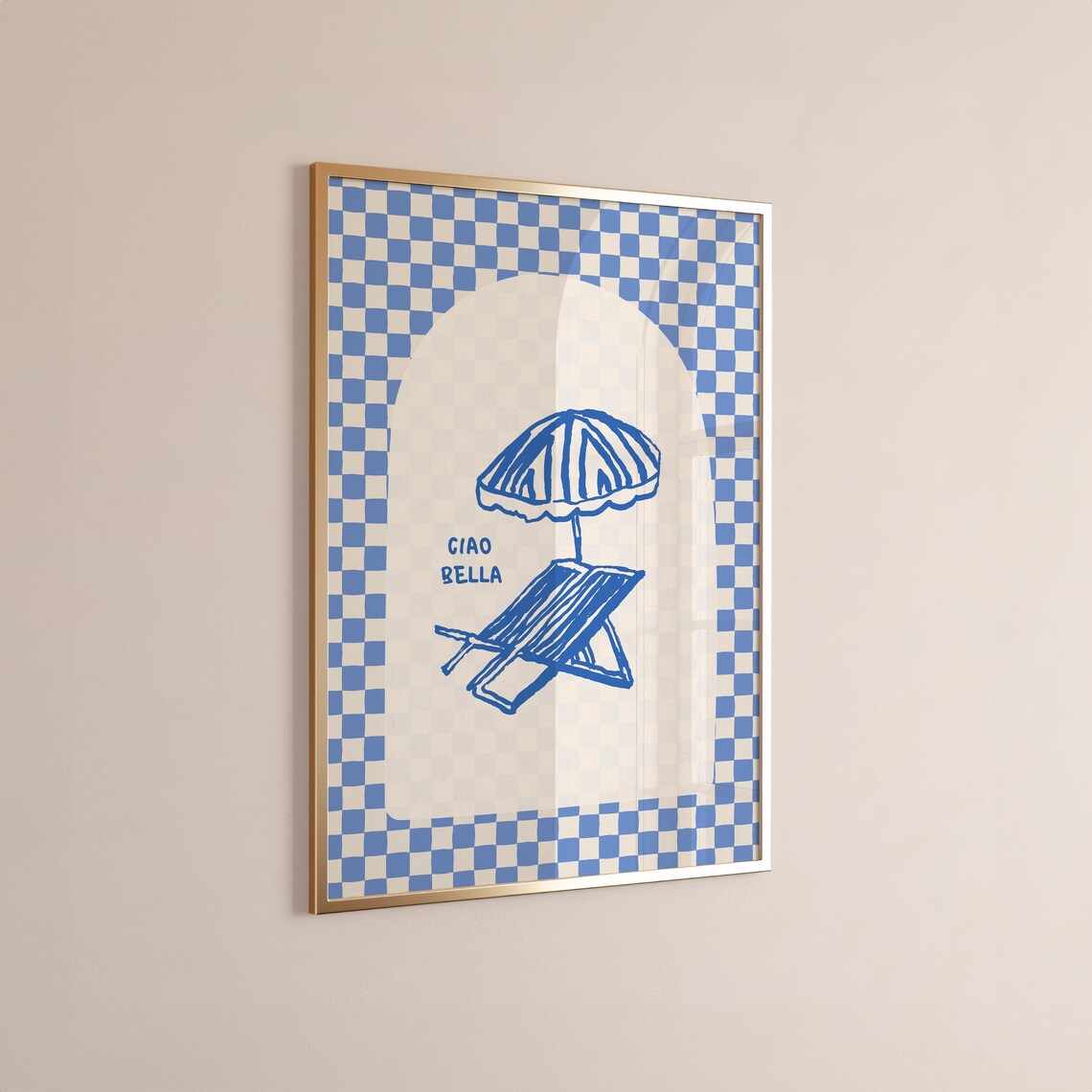 Ciao Bella Italy Poster, Retro Beach Umbrella Art - Image 3