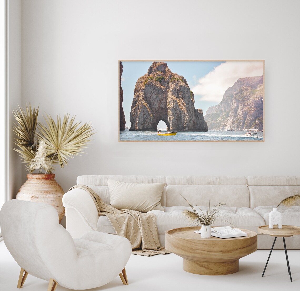 Capri Italy Faraglioni Rock Arch Boats Coastal Travel Decor Poster - Image 3