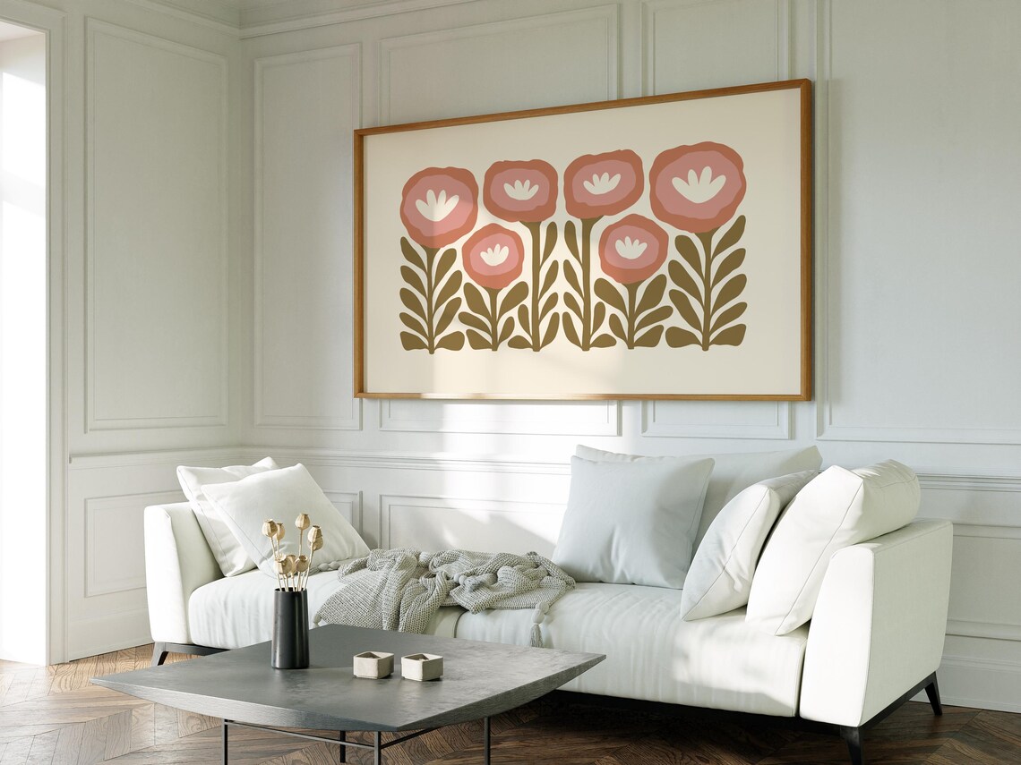 Terracotta Retro Bloom Flower Olive Stem Minimalist Floral Poster - Image 5