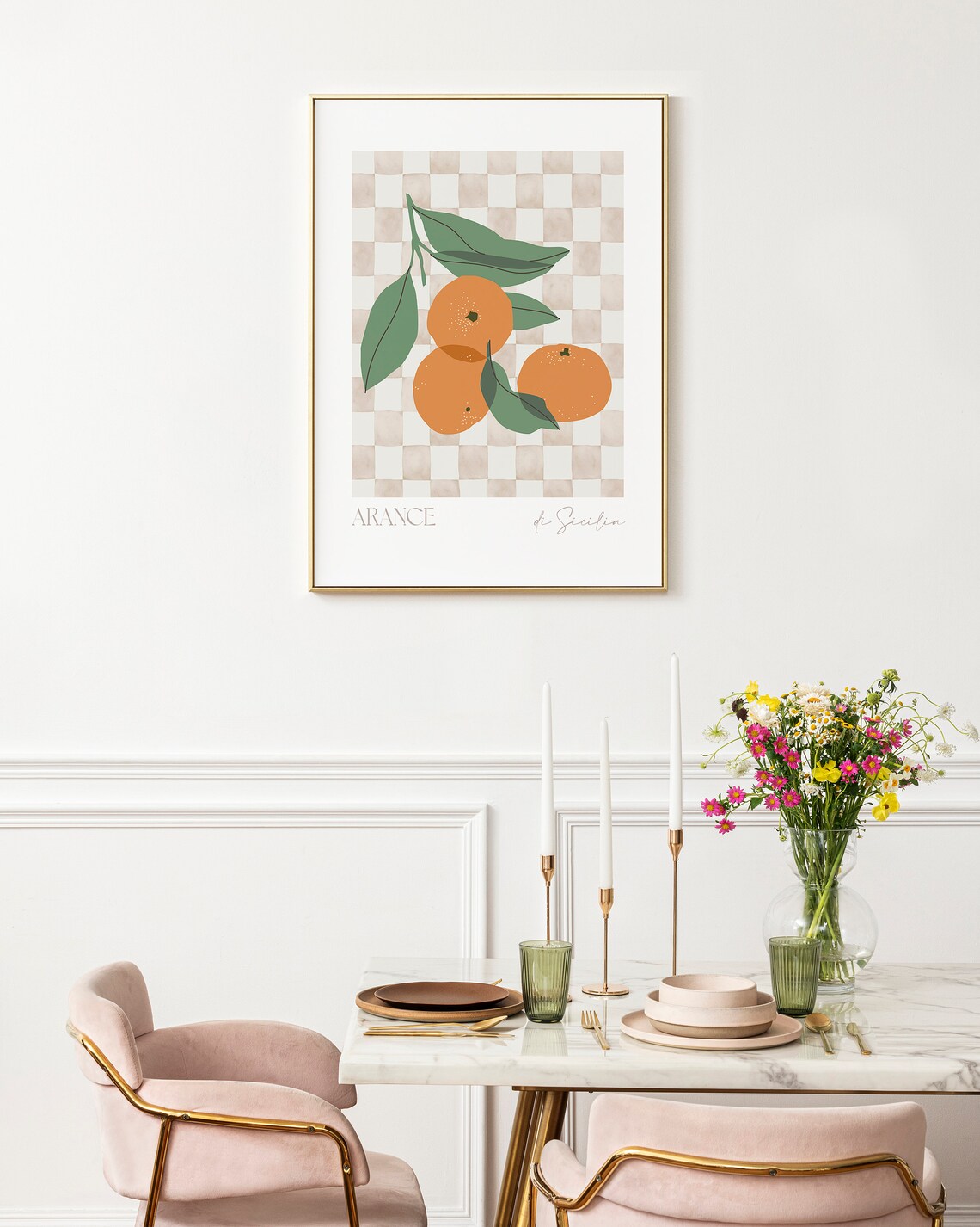 Watercolor Orange Art Retro Kitchen Travel Poster - Image 3