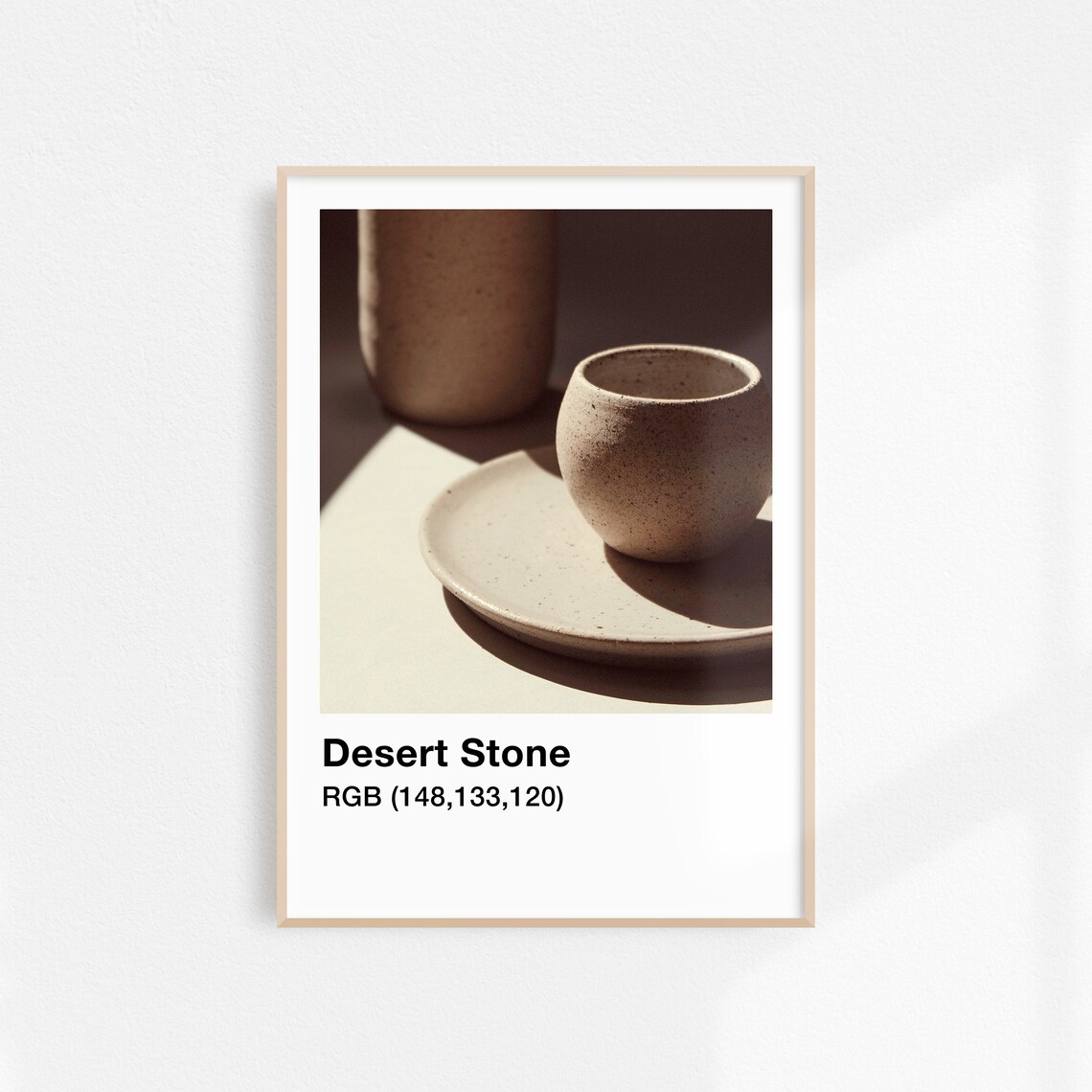 Desert Stone Handmade Speckled Ceramic Cup Plate Minimal Pottery Art Poster