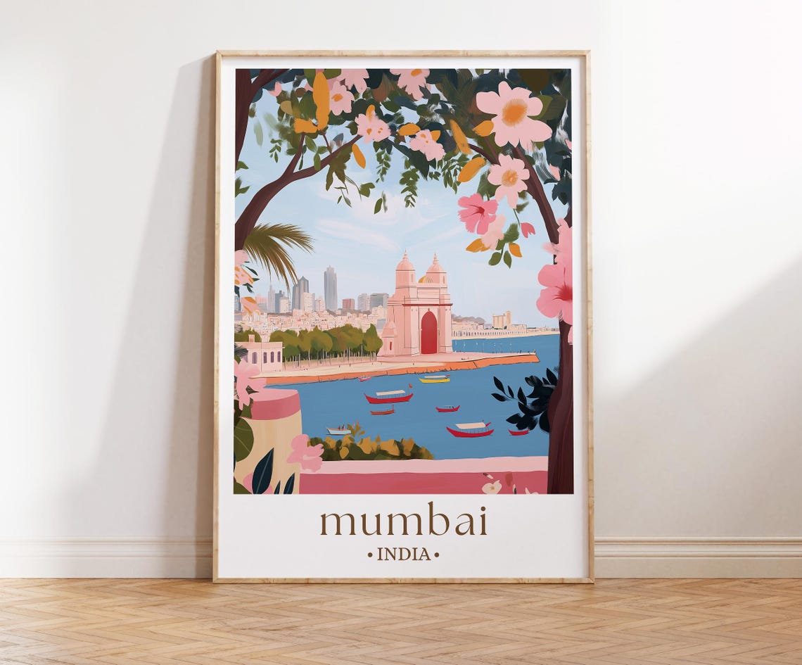 Mumbai Wall Art Gateway Of India Mumbai Poster Mumbai Art Print Mumbai Travel Poster India Wall Art Mumbai Cityscape Poster Travel Art
