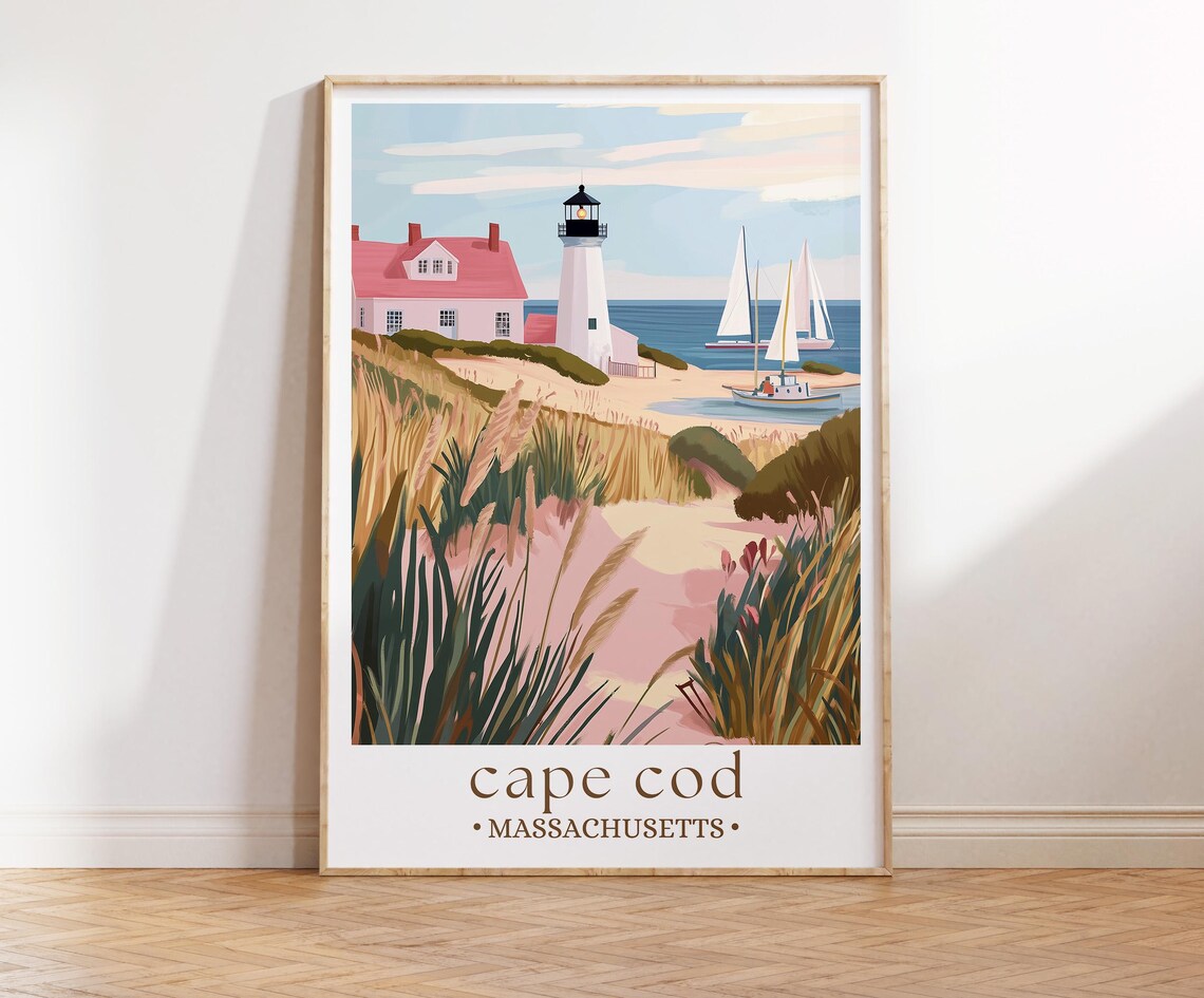 Cape Cod Travel Poster, Massachusetts Wall Art Print