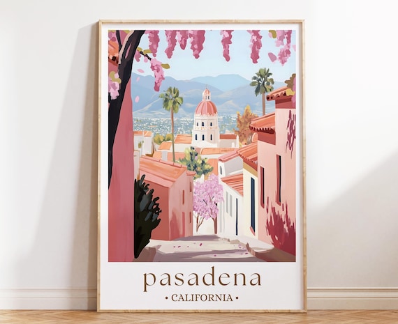 Pasadena Vintage-Inspired Travel Poster Art Print