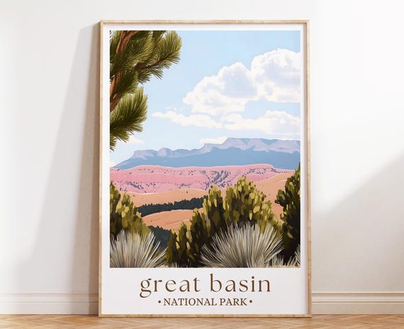 Great Basin National Park Print Nevada Landscape Poster Stargazing Wall Art Scenic Nature Travel Illustration