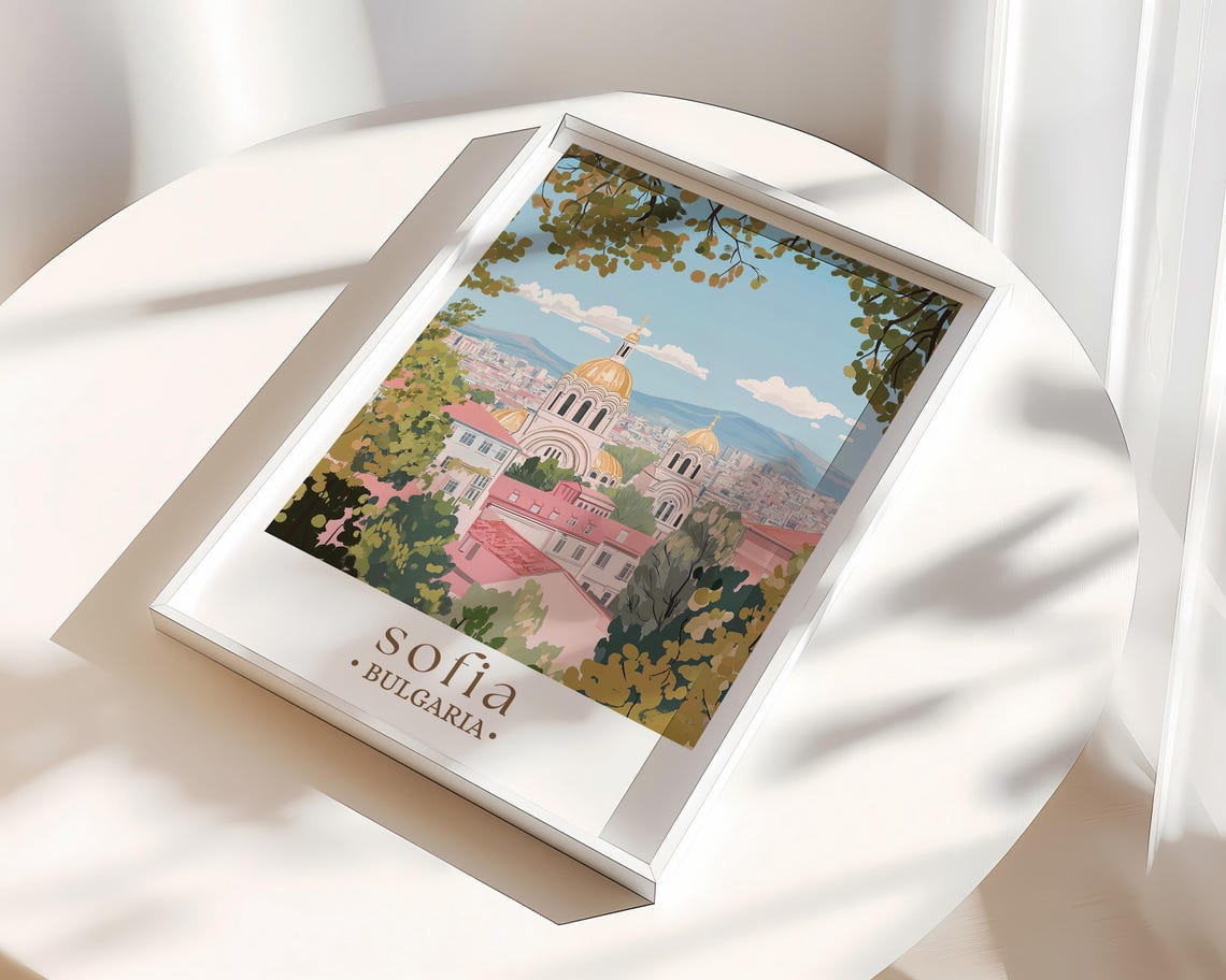 Sofia Travel Print Sofia Bulgaria Home Dcor Balkan Nation Art Print St Alexander Nevsky Cathedral Room Print For Sofia Landmark Gift Art - Image 2