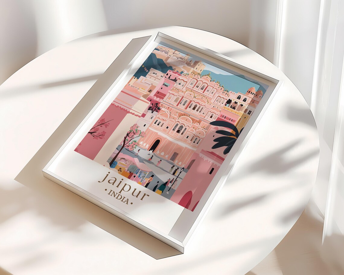 Jaipur India Pink City Travel Poster, Rajasthan - Image 3