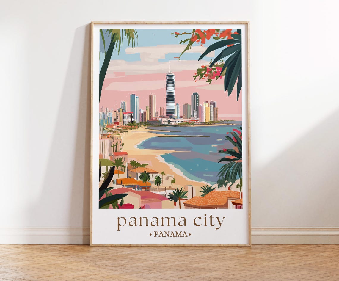 Panama City Beach Art Panama City Print Beach Landscape Wall Art Retro City Print Colorful Art Panama Poster Travel Art