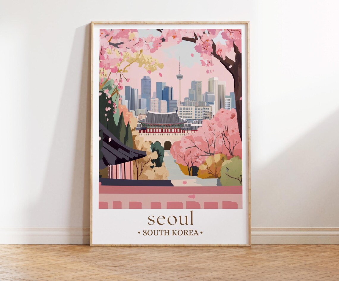 Seoul Travel Poster, South Korea Wall Art Print
