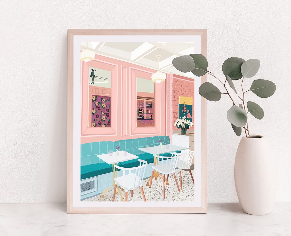 Toronto Cafe Travel Poster, Wall Art Print for Travelers