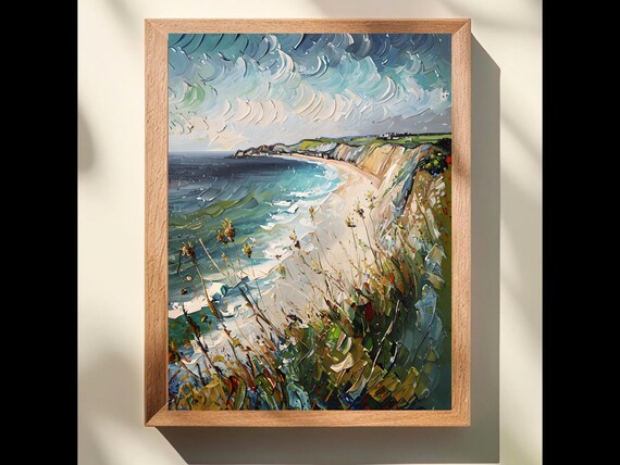 Big Sur Coastal Wall Art Beach Cliff Print Bold Impasto Scenic Travel Decor Gift For Nature Lovers