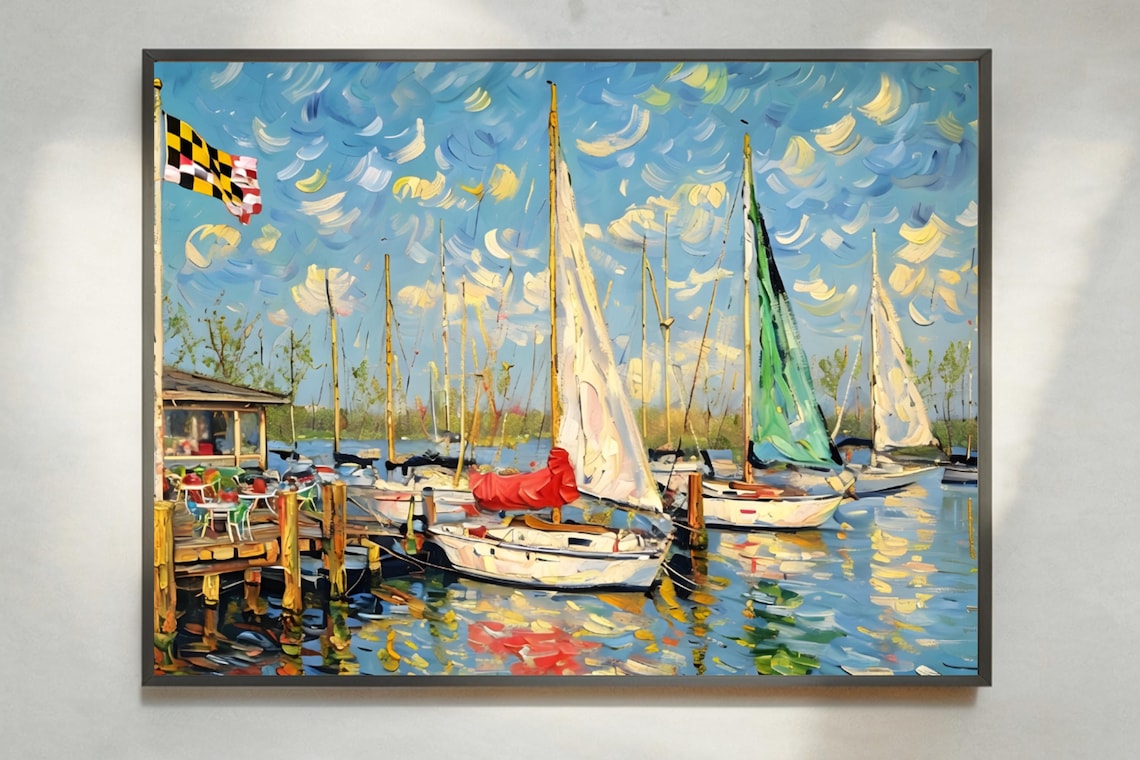 Annapolis Maryland Sailboats Marina Life Travel Poster