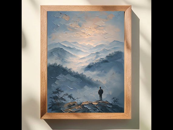 Blue Ridge Mountains Landscape Appalachia Misty Emotional Painting Solitary Mountain Scene 50th Birthday