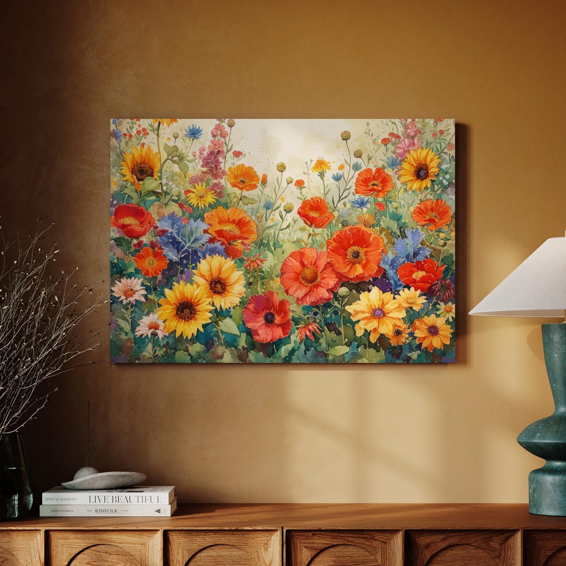 Flower Garden Wall Art Print Wildflower Wall Art Watercolor Flower Painting Flower Home Decor Floral Wall Art Nature Wall Hanging