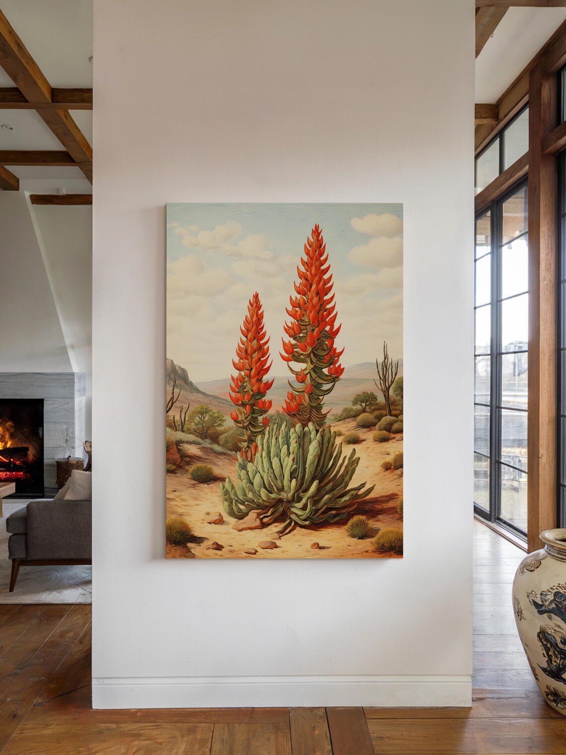 Vintage Succulent Cactus Wall Art Print, Southwestern
