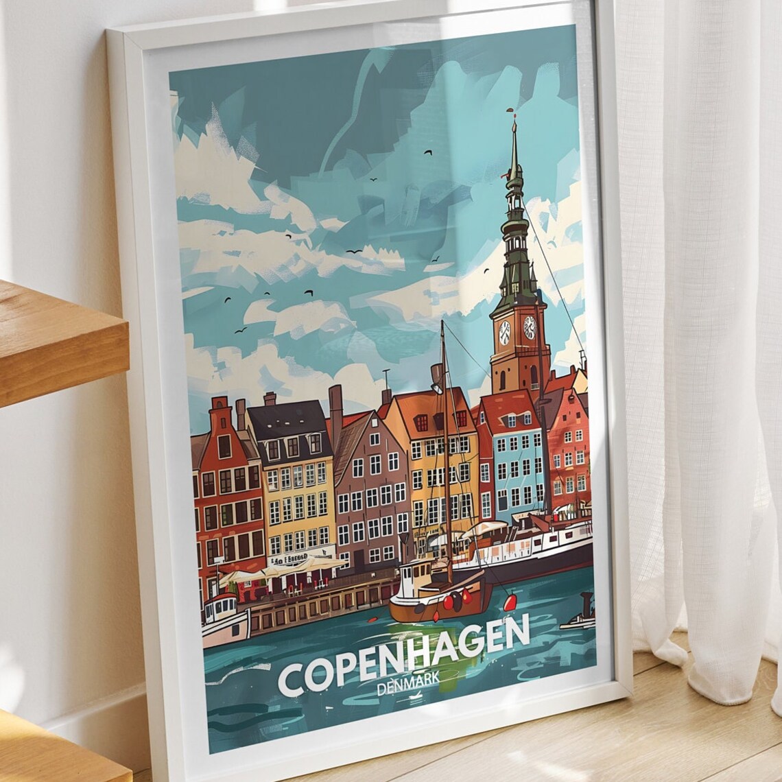 Copenhagen Travel Print Denmark Copenhagen Travel Poster Denmark Travel Poster Denmark Cityscape Wall Art Unique City Decor