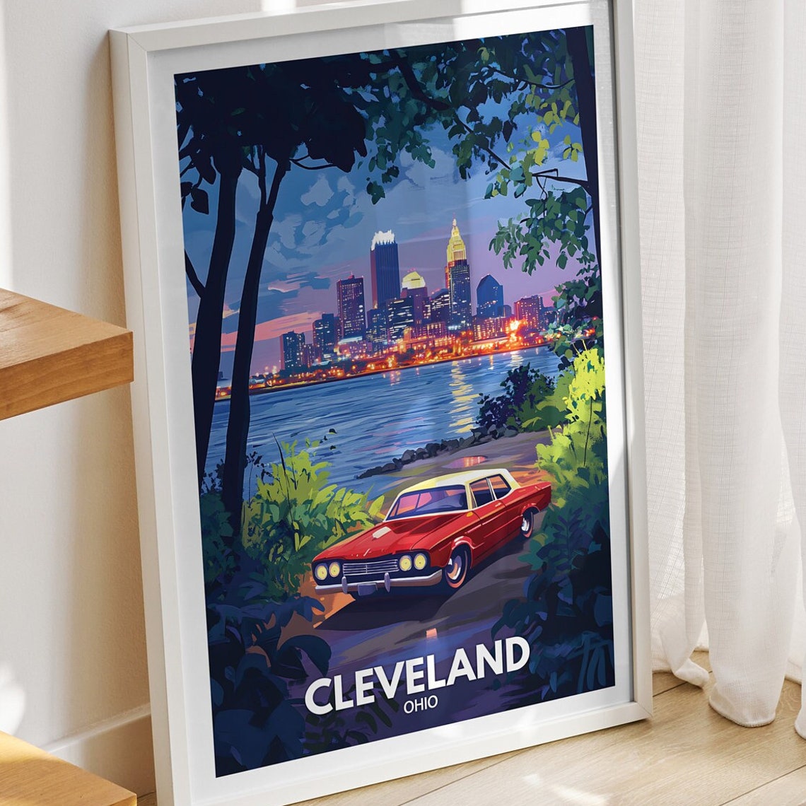 Cheveland Travel Print Ohio Cheveland Travel Poster Ohio Travel Poster Ohio Cityscape Wall Art Unique City Art Decor