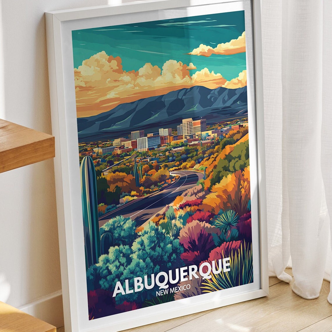 Albuquerque Travel Print New Mexico Albuquerque Travel Poster New Mexico Travel Poster New Mexico Cityscape Wall Art Unique City Decor
