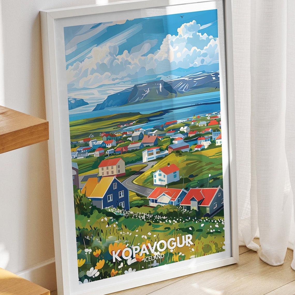 Kopavogur Print Iceland Kopavogur Travel Poster Iceland Travel Poster Iceland Cityscape Wall Art Unique City Decor