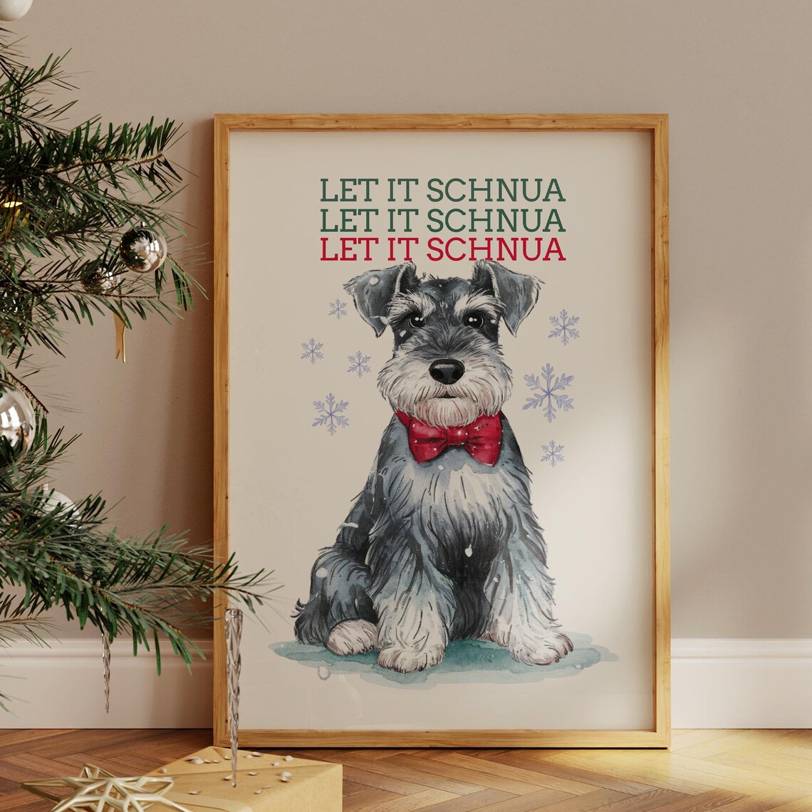 Let It Schnua Funny Schnauzer Christmas Holiday Pup Dog Poster