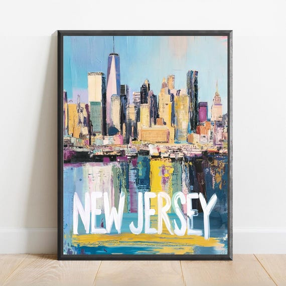 New Jersey Abstract Travel Art Print, Modern Decor