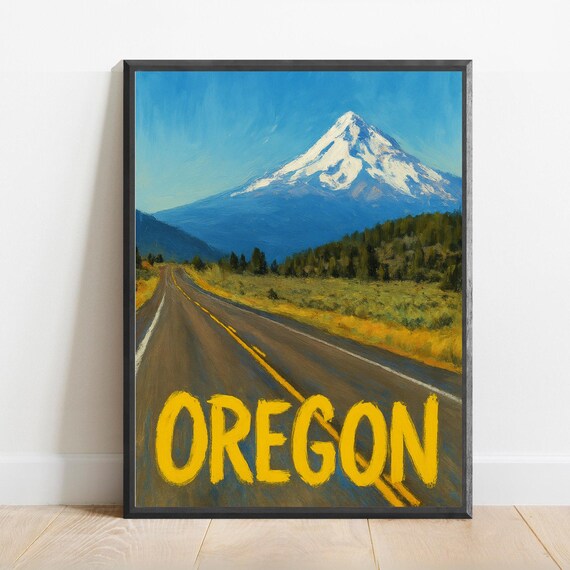 Oregon Poster Impressionist Travel Art Print Modern Wall Decor Bold Textured Brushstrokes