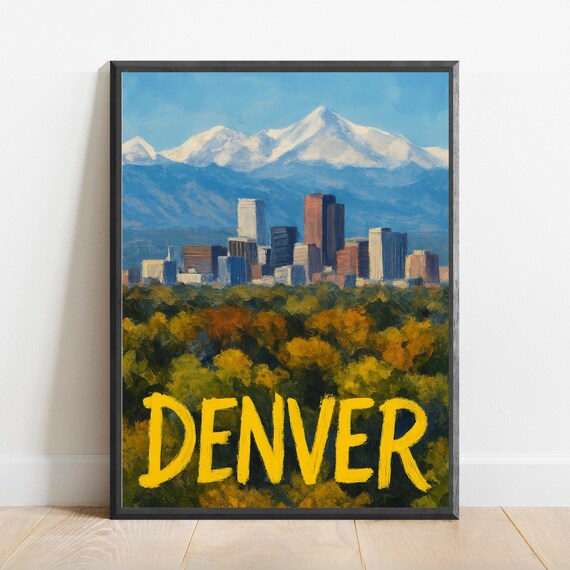 Denver Poster Impressionist Travel Art Print Modern Wall Decor Bold Textured Brushstrokes