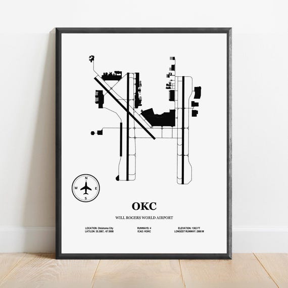Okc Will Rogers World Airport Design Map Aviation Poster