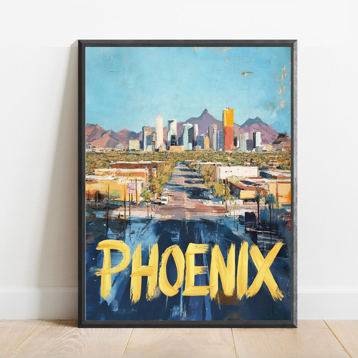 Phoenix Skyline at Dusk Downtown Arizona Evening Travel Poster