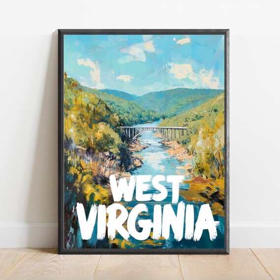 West Virginia New River Gorge Bridge Over Forest Valley Poster