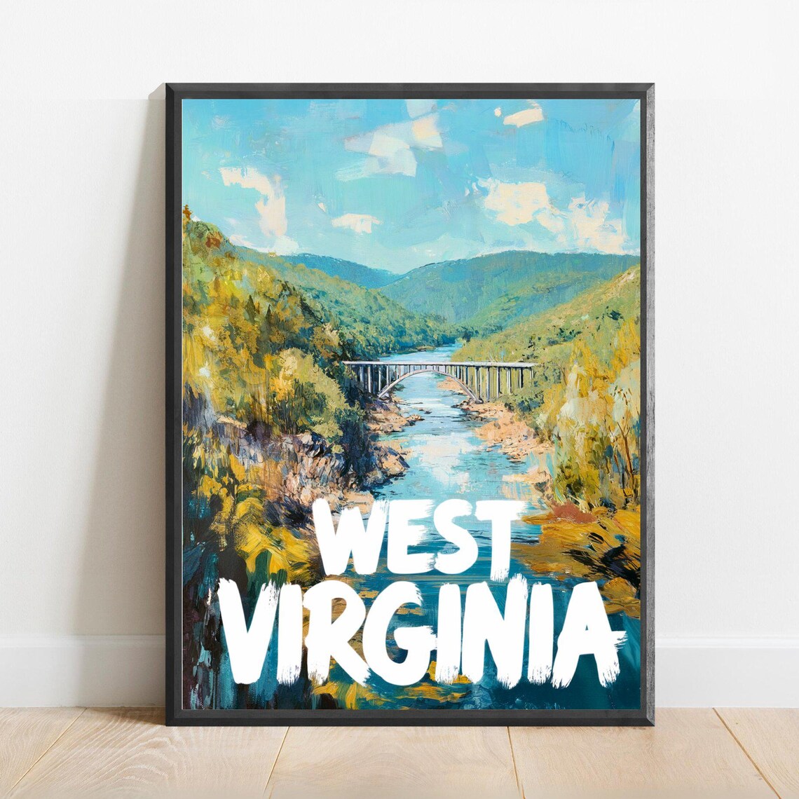 West Virginia New River Gorge Bridge Over Forest Valley Poster
