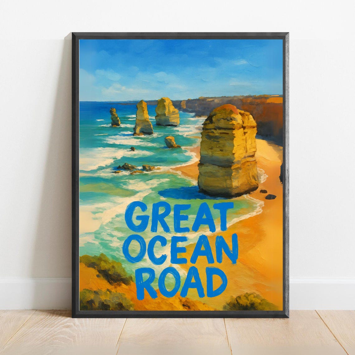 Great Ocean Road Australia 12 Apostles Cliffs Bold Type Travel Poster