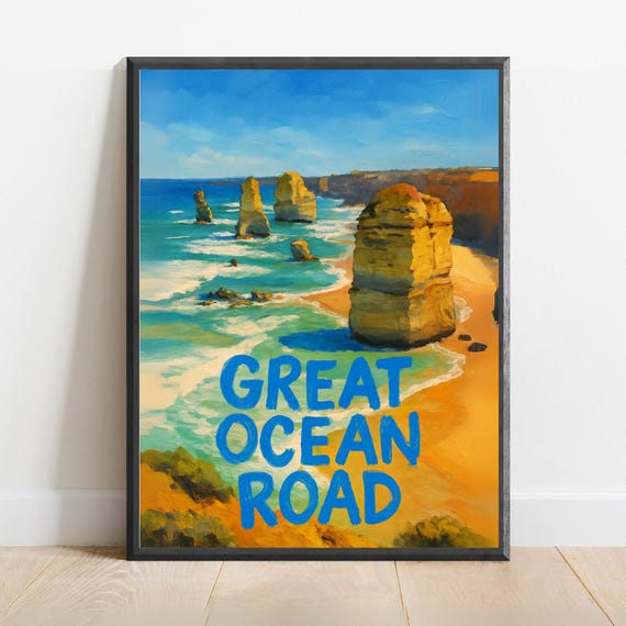 Great Ocean Road Poster Coastal Australia Travel Print 12 Apostles Wall Art Beach Cliff Landscape For Oceaninspired Decor