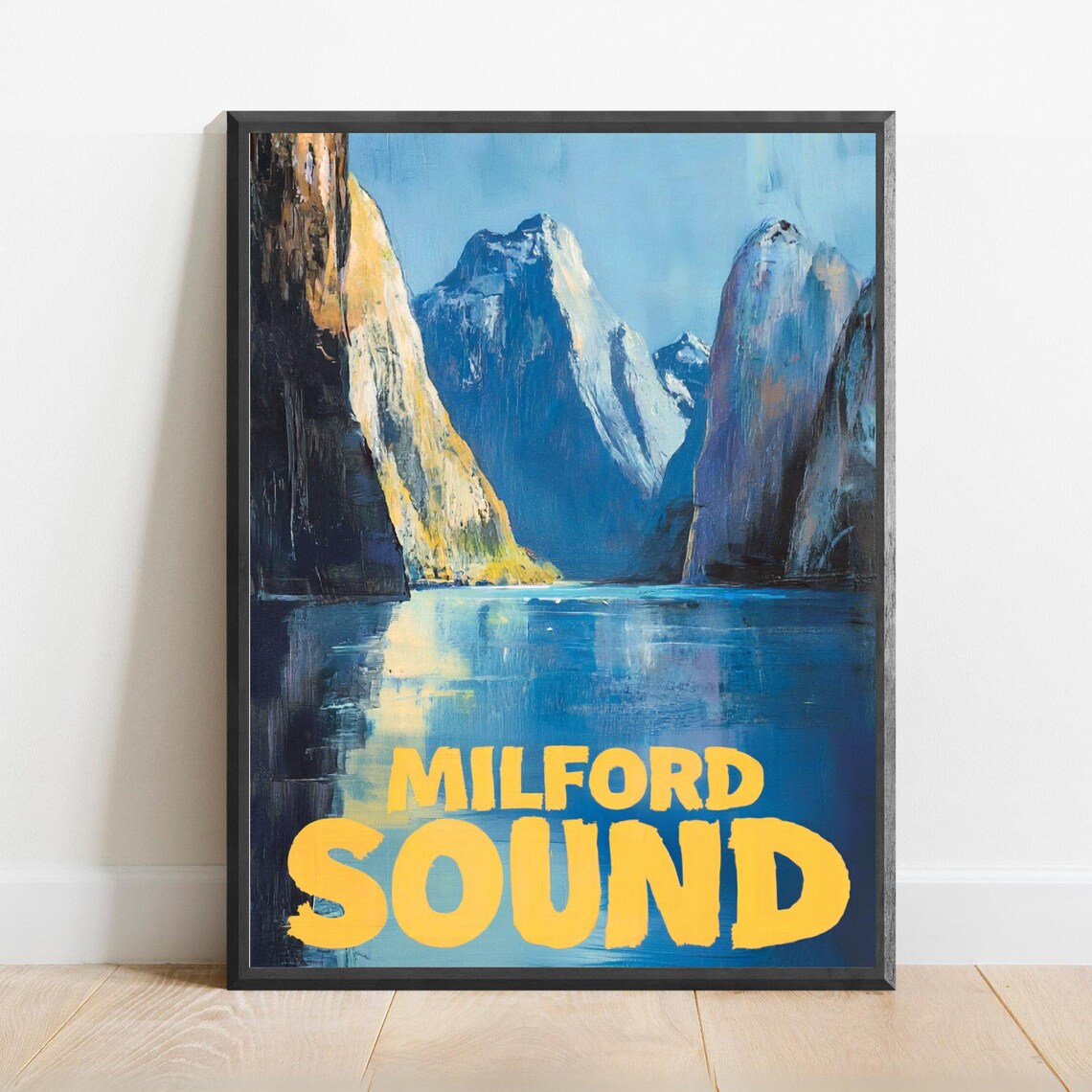 Milford Sound Fjord Cliffs New Zealand Bold Travel Art Poster