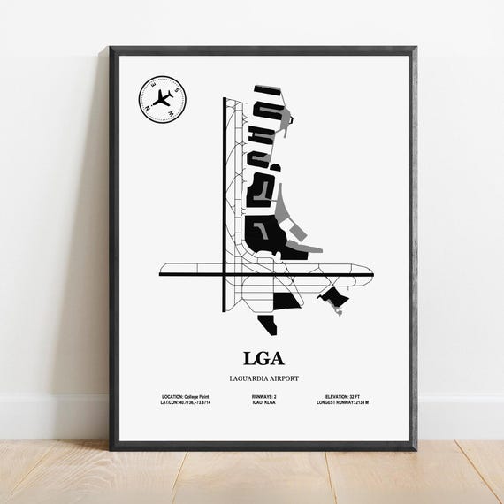 Lga Laguardia Airport Design Map Poster