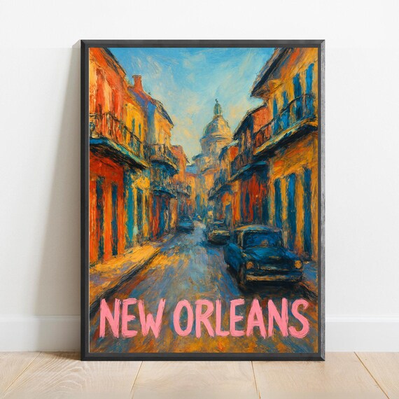New Orleans Poster Impressionist Travel Art Print Modern Wall Decor Bold Textured Brushstrokes